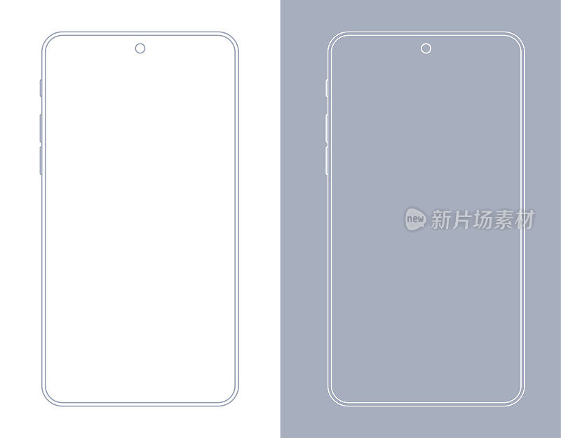 Smartphone, Mobile Phone In Gray And White Color Wireframe